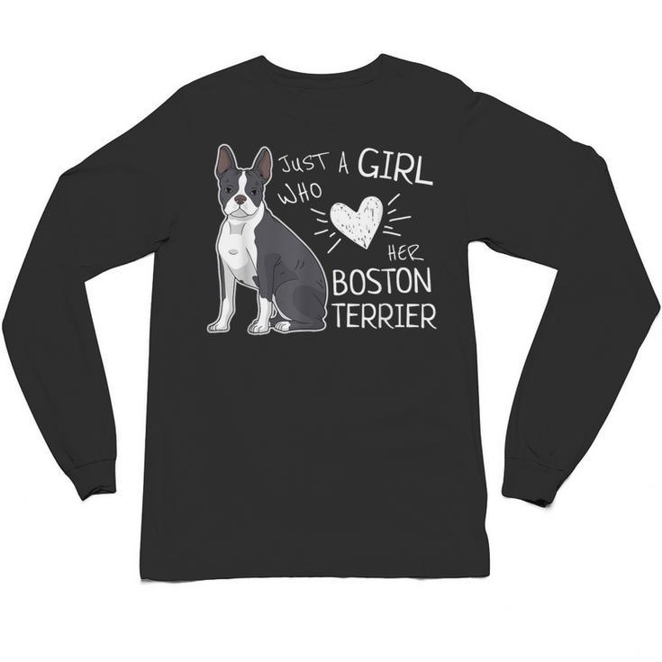 Just A Girl Who Loves Her Boston Terrier Puppy Love Unisex Long Sleeve T-Shirt
