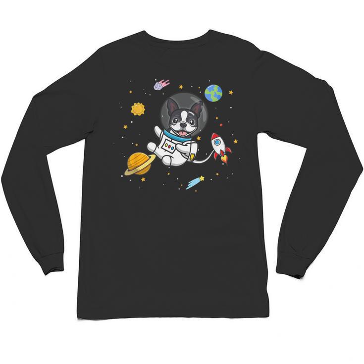 Kawaii Kids & Boys Astronaut Space Boston Terrier Dog Lover Unisex Long Sleeve T-Shirt