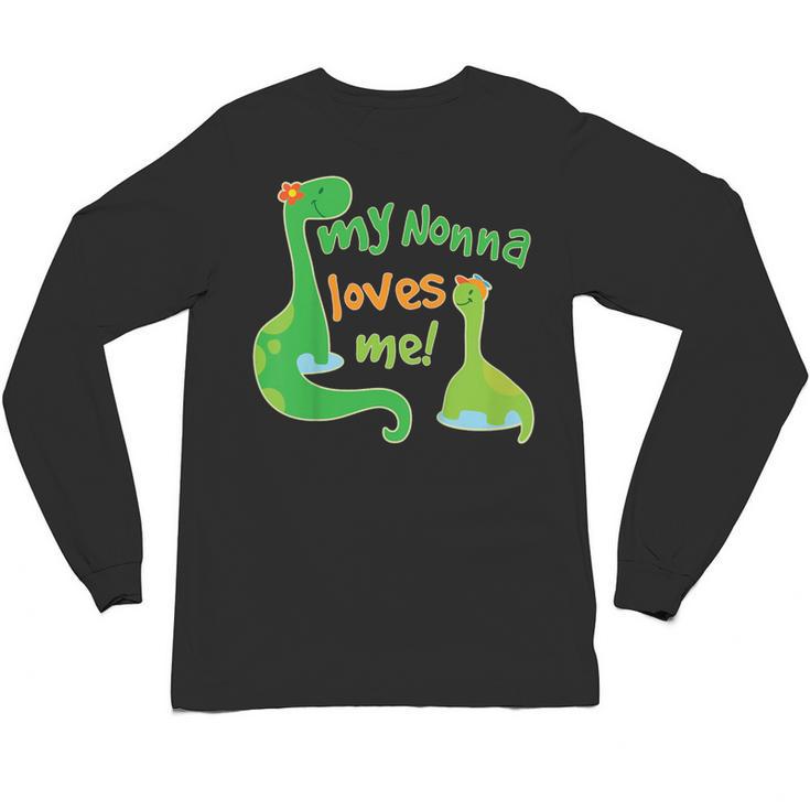 Kids My Nonna Loves Me Dinosaur Grandson Unisex Long Sleeve T-Shirt