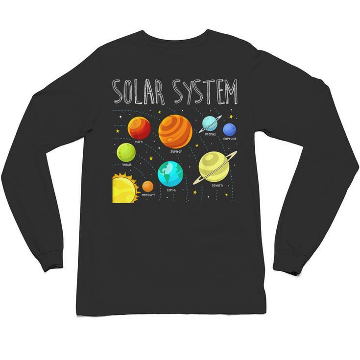 Kids Solar Systems Cute Planets Space Science Teacher School Unisex Long Sleeve T-Shirt