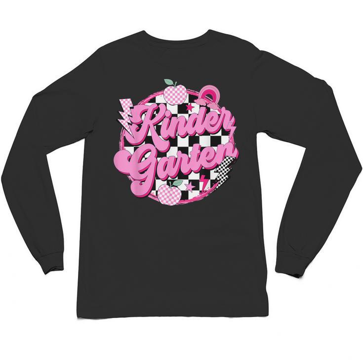 Kindergarten Teacher Women Checkered First Day Of School Unisex Long Sleeve T-Shirt