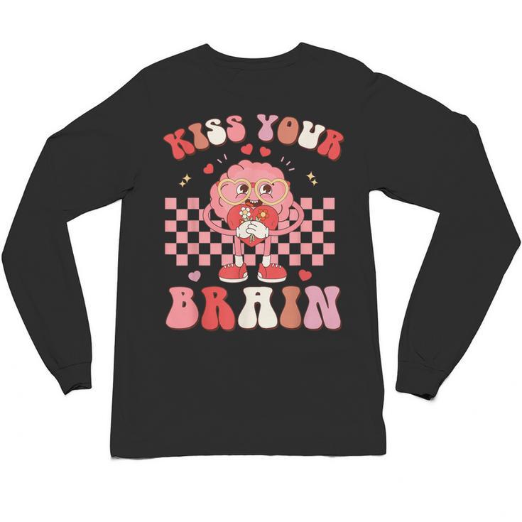 Kiss Your Brain Valentines Test Day Teacher Squad Kids Unisex Long Sleeve T-Shirt