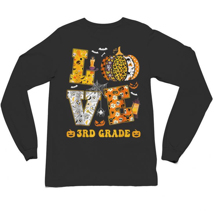 LOVE 3rd Grade Pumpkin Teacher Student Halloween Costume Unisex Long Sleeve T-Shirt