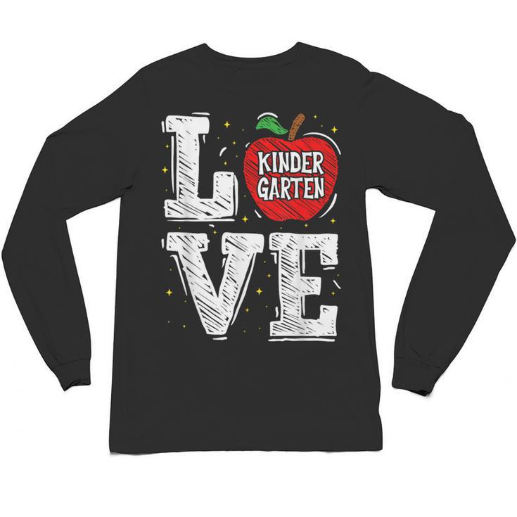 LOVE Kindergarten Teacher Student School Apple Unisex Long Sleeve T-Shirt