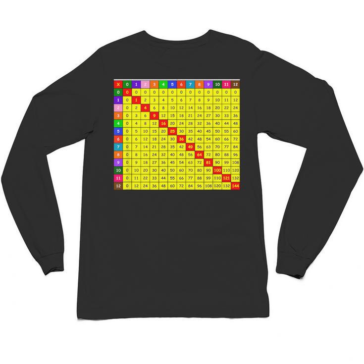 Multiplication Table Chart Math Shirt Teacher Student Outfit For Men Women Girls Kids Unisex Long Sleeve T-Shirt