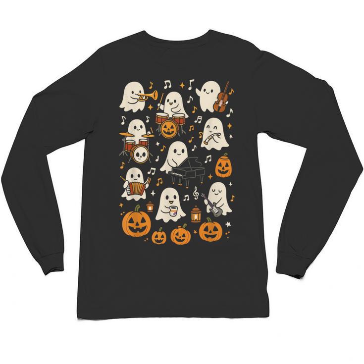 Music Teacher Orchestra Shirt Spooky Halloween Ghost Band Unisex Long Sleeve T-Shirt