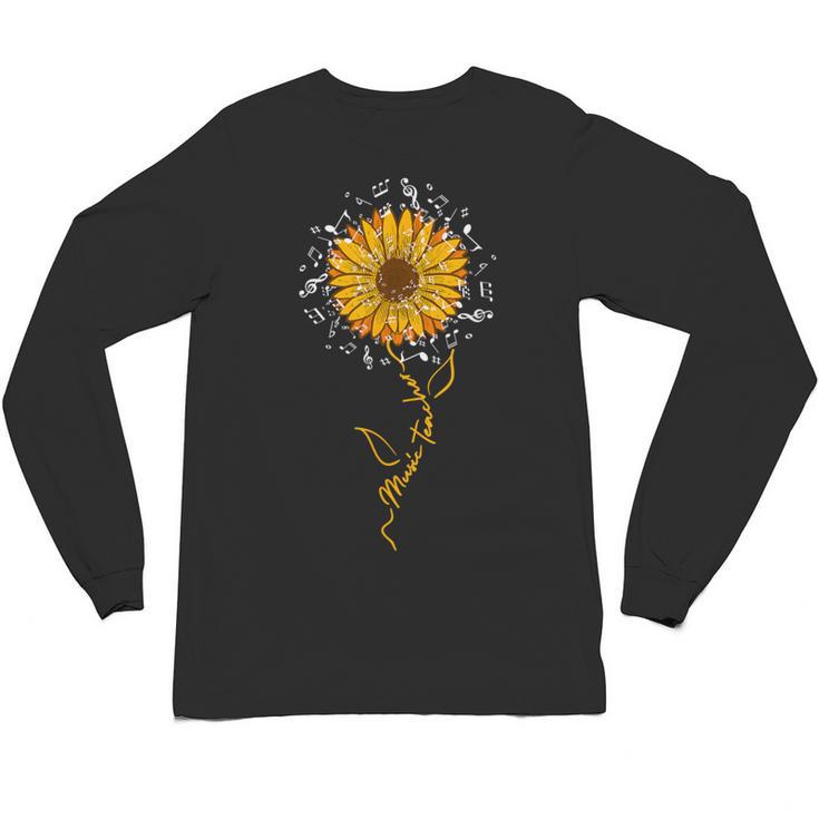 Music Teacher Shirt Sunflower Music Notes Musician Singer Unisex Long Sleeve T-Shirt