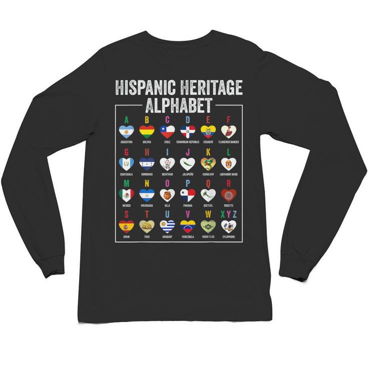 Hispanic Flags Alphabet Hearts Latin Heritage For Teacher Unisex Long Sleeve T-Shirt