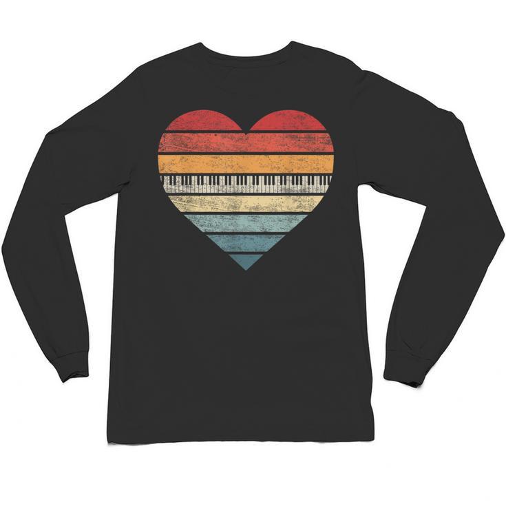 Pianist Retro Sunset Piano Keyboard Player Teacher Unisex Long Sleeve T-Shirt
