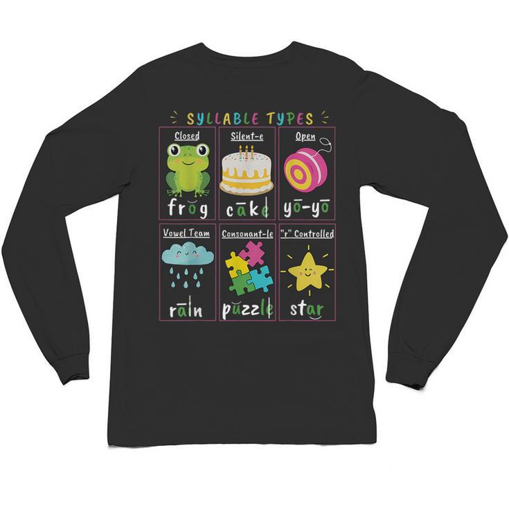 Reading Teacher Syllable Types Phonics Phonemic Awareness Unisex Long Sleeve T-Shirt