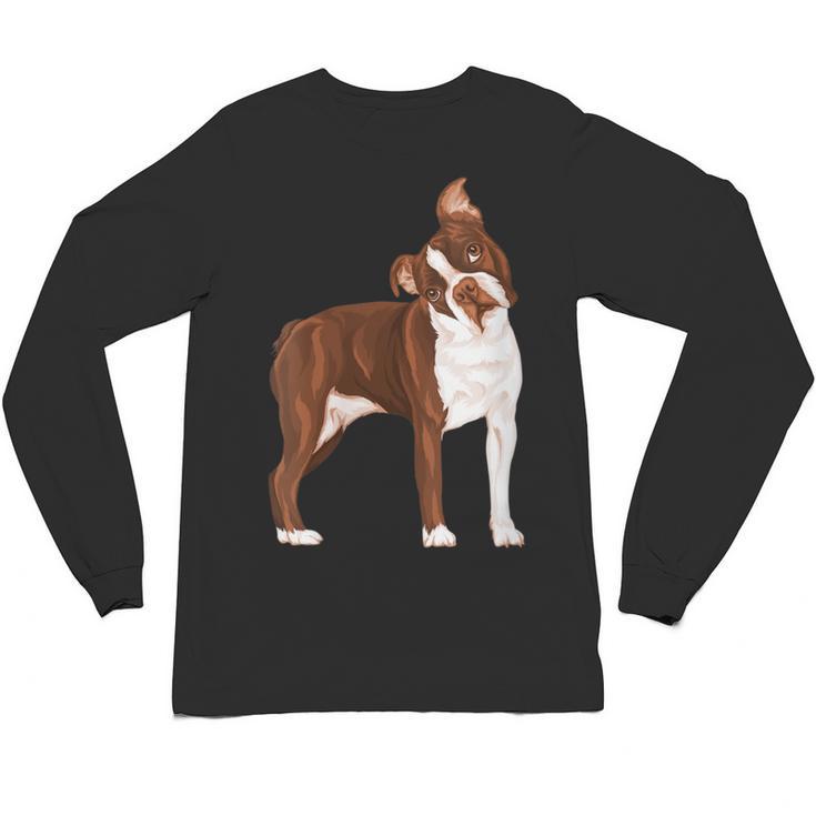 Red Boston Terrier Dog Unisex Long Sleeve T-Shirt