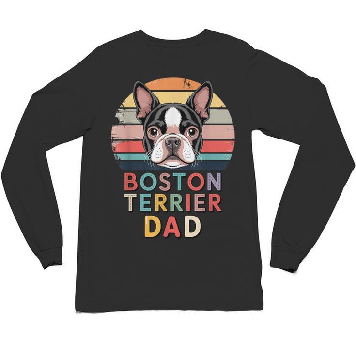 Retro Boston Terrier Dad Unisex Long Sleeve T-Shirt