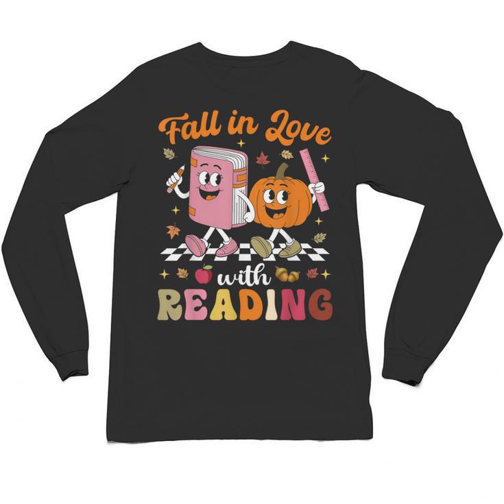 Retro Fall In Love With Learning Pumpkin Autumn Teacher Unisex Long Sleeve T-Shirt