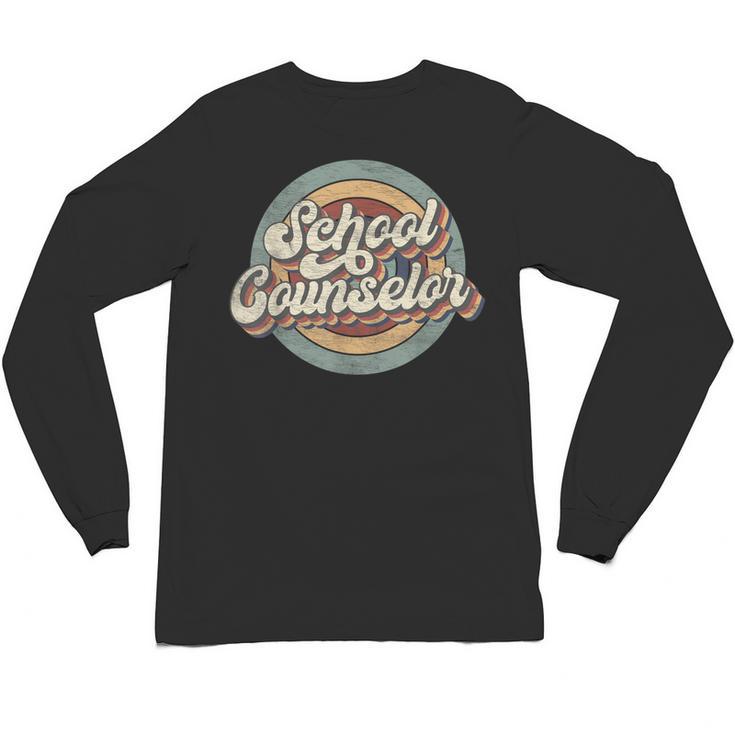 Retro School Counselor Back To School Teacher Squad Crew Unisex Long Sleeve T-Shirt