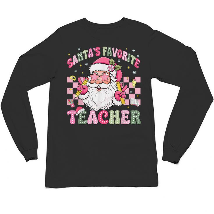 Santa's Favorite Teacher Groovy Christmas Teacher Boys Girls Unisex Long Sleeve T-Shirt, trending gift Santa's Favorite Teacher Groovy Christmas Teacher Boys Girls Unisex Long Sleeve T-Shirt, trending gift
