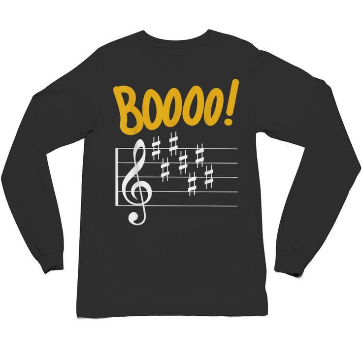 Scary Key Signature Boo Music Halloween Musician Teacher Men Women Unisex Long Sleeve T-Shirt