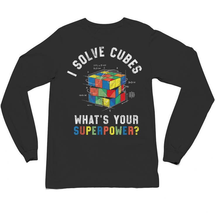 I Solve Cubes Speed Cubing Vintage Youth Math Teacher Unisex Long Sleeve T-Shirt, trending gift I Solve Cubes Speed Cubing Vintage Youth Math Teacher Unisex Long Sleeve T-Shirt, trending gift