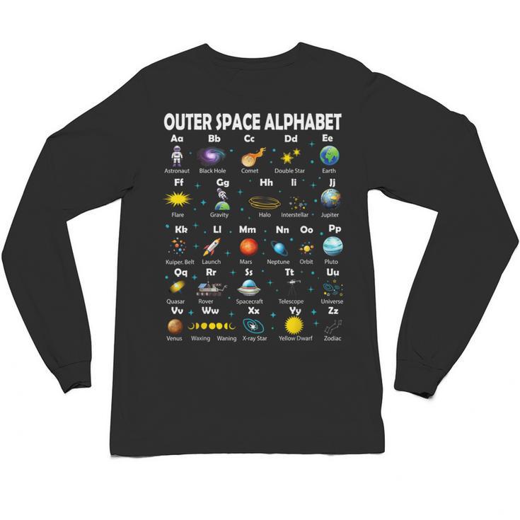 Space Alphabet Galaxy Astronaut Planets Student Teacher Unisex Long Sleeve T-Shirt