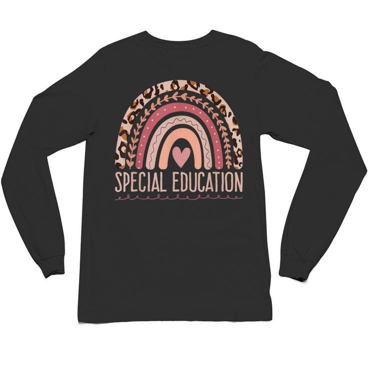 Special Education Shirt Teacher SPED Leopard Boho Rainbow Unisex Long Sleeve T-Shirt