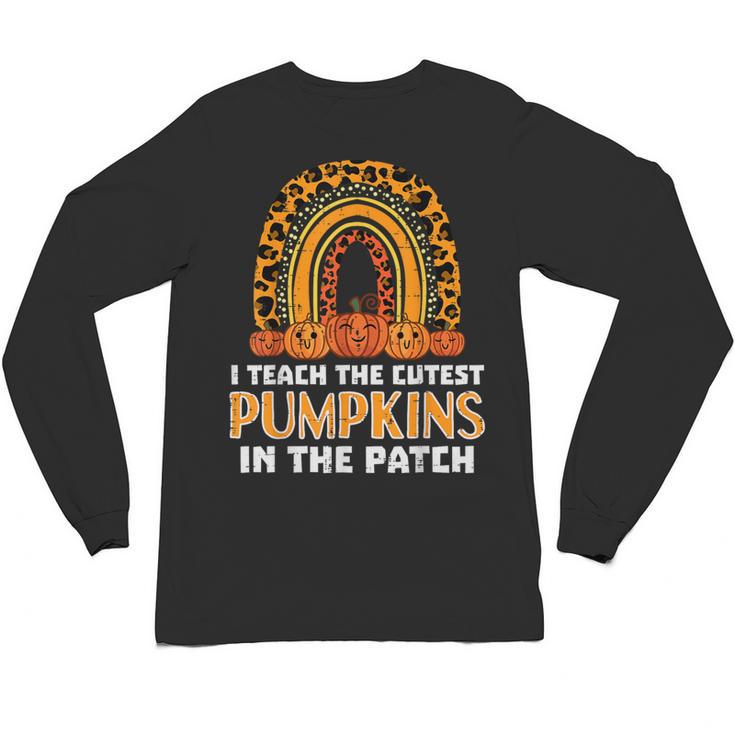 Teach Leopard Rainbow Cute Halloween Costume Teacher Women Unisex Long Sleeve T-Shirt