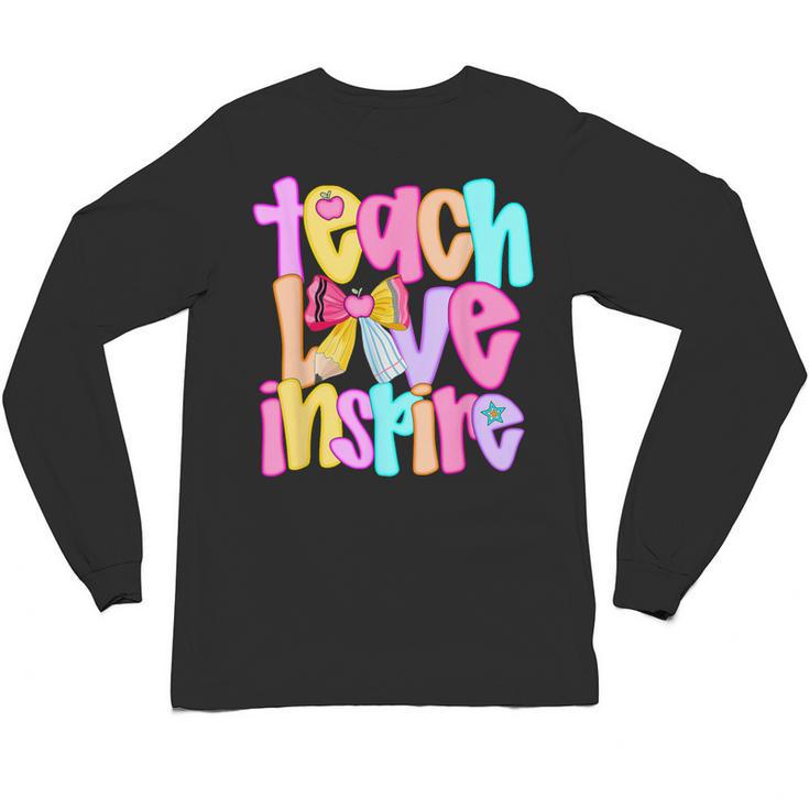 Teach Love Inspire Preppy Back To School Teacher Women Unisex Long Sleeve T-Shirt