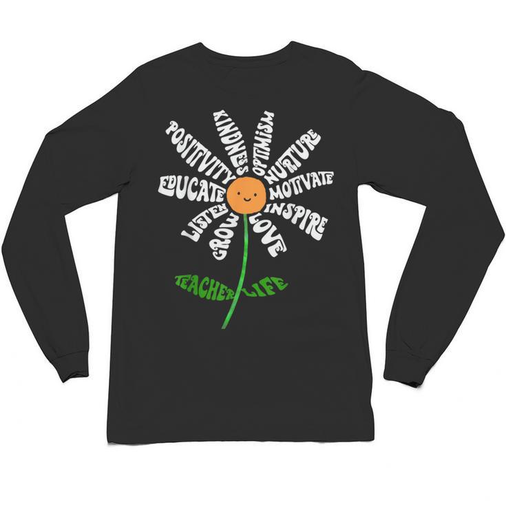Teach Love Inspire Teachers Inspirational Flower Teachers Unisex Long Sleeve T-Shirt