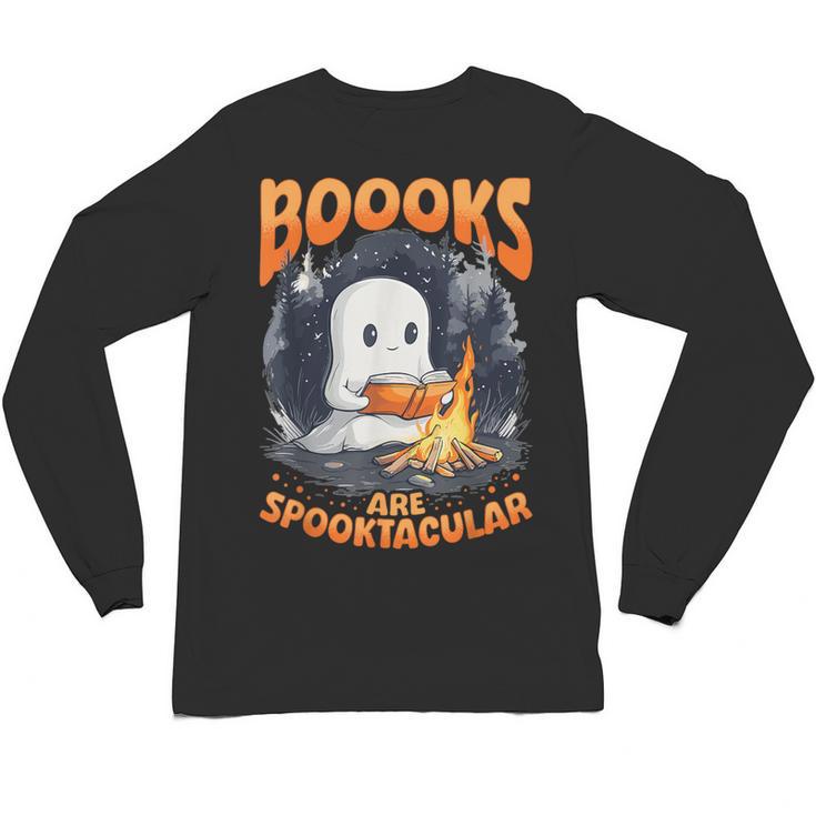 Teacher Halloween Ghost Reading Book Animal Boooks Are Unisex Long Sleeve T-Shirt