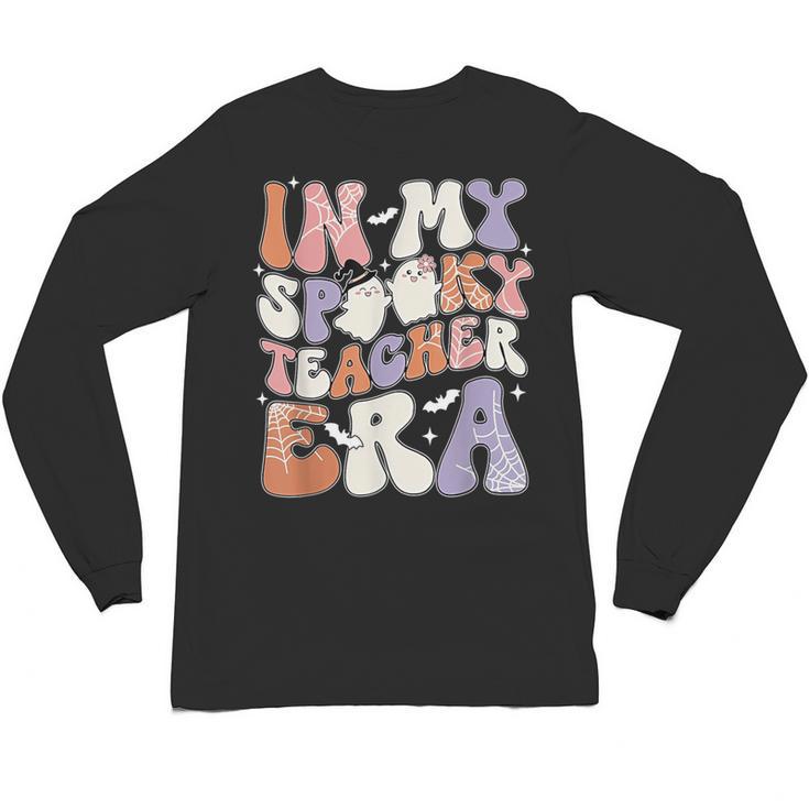 Teacher Halloween In My Spooky Teacher Era Retro Groovy Unisex Long Sleeve T-Shirt