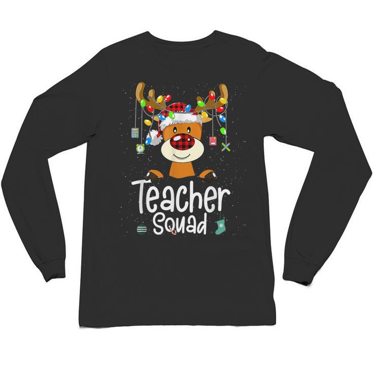 Teacher Squad Red Plaid Rudolph Reindeer Christmas Unisex Long Sleeve T-Shirt
