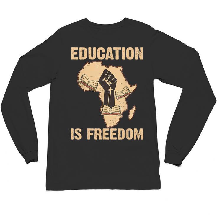 History Education Is Freedom African Map Black Teacher Unisex Long Sleeve T-Shirt