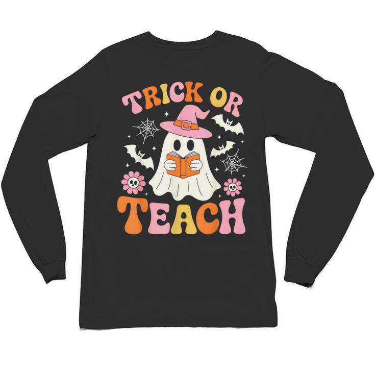 Trick Or Teach Cute Floral Ghost Teacher Halloween Costume Unisex Long Sleeve T-Shirt
