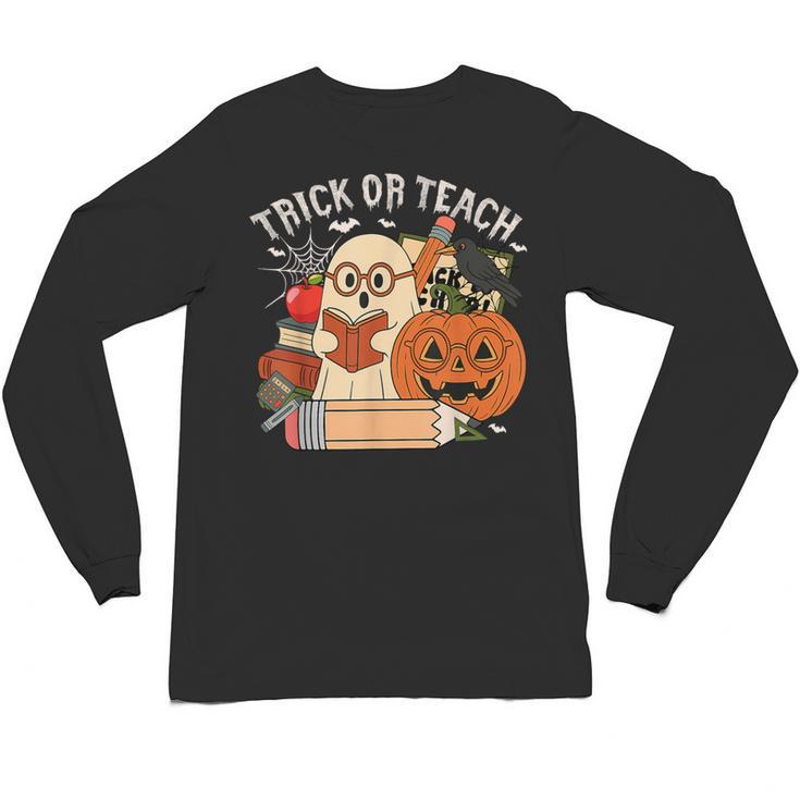 Trick Or Teach Retro Halloween Teacher Women Men Costume Unisex Long Sleeve T-Shirt