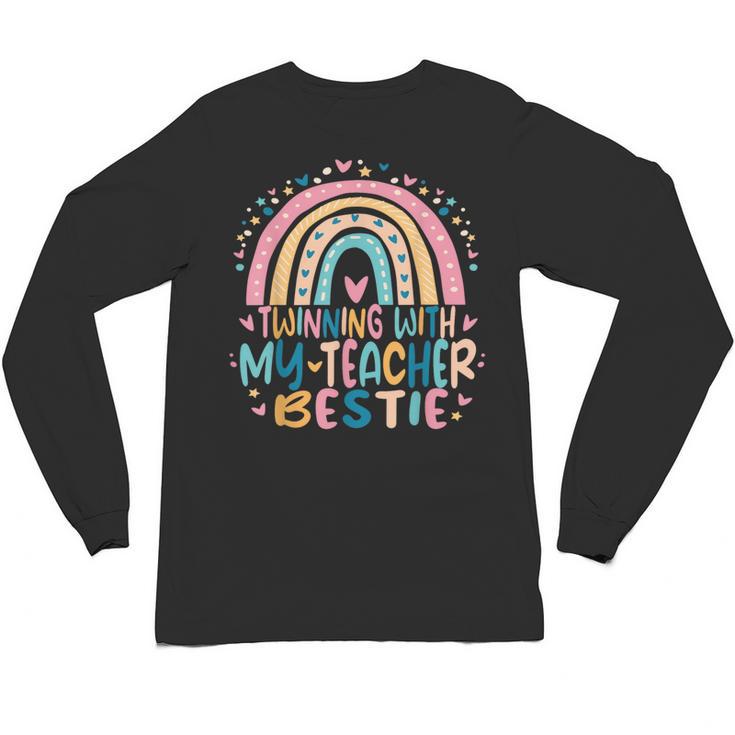 Twinning With My Teacher Bestie Rainbow Matching Teachers Unisex Long Sleeve T-Shirt