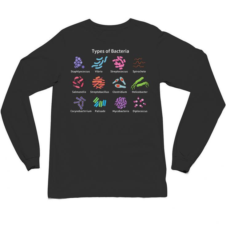Types Of Bacteria Microbiologist Biology Science Teacher Unisex Long Sleeve T-Shirt