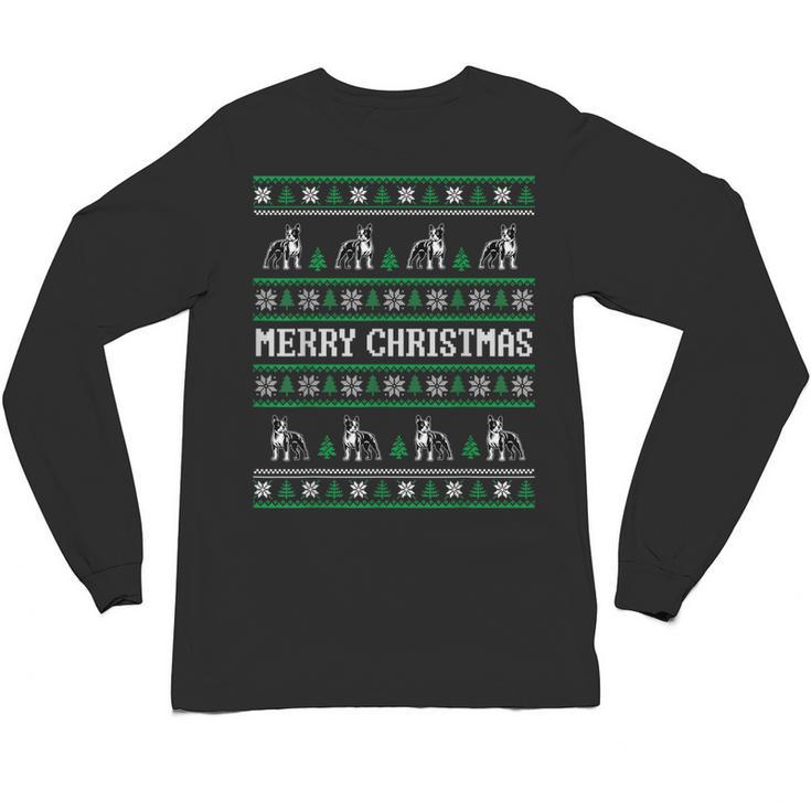 Ugly Sweater Boston Terrier Dog Christmas Dog Lover Xmas Men Women Kids Unisex Long Sleeve T-Shirt
