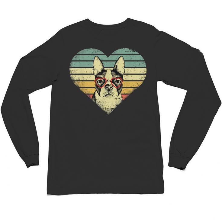 Vintage American Boston Terrier Lovers Valentine's Day Unisex Long Sleeve T-Shirt