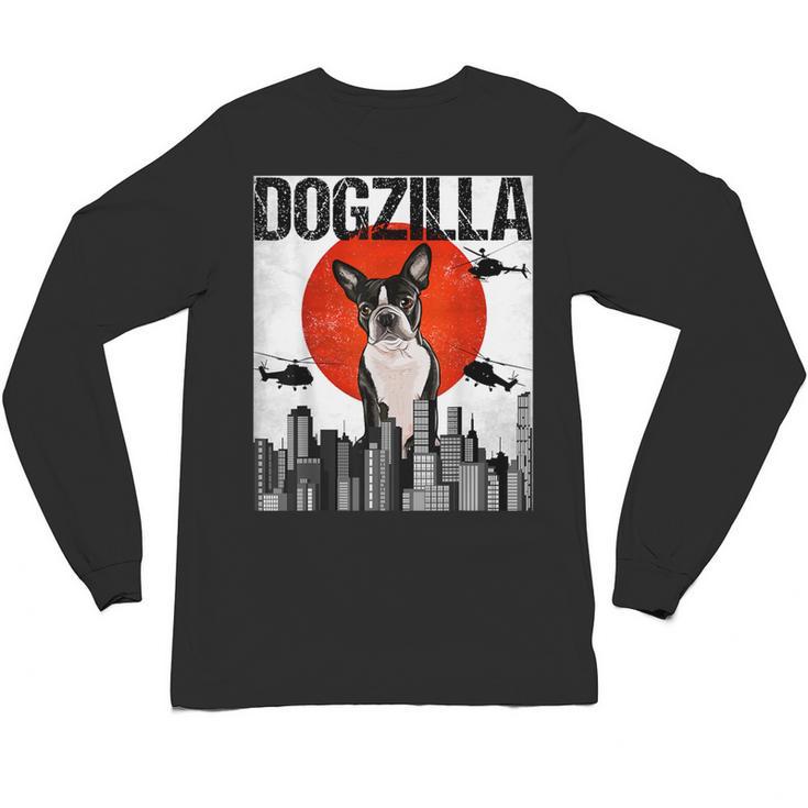 Vintage Japanese Dogzilla Boston Terrier Unisex Long Sleeve T-Shirt