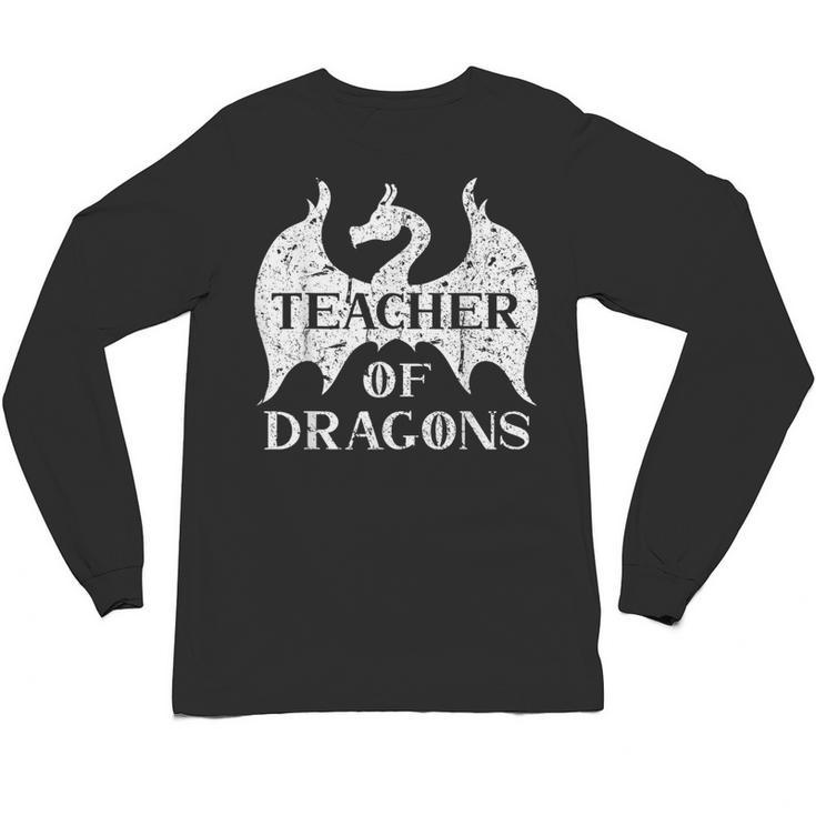Vintage Teacher Of Dragons Quotes Teacher Student Unisex Long Sleeve T-Shirt