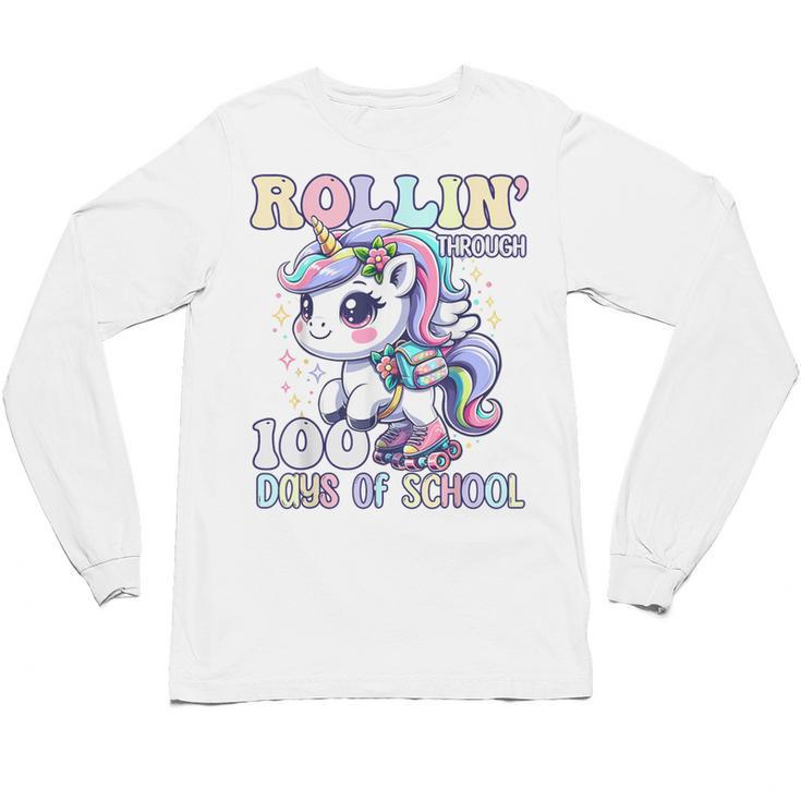 100 Days Of School Girls Teacher 100th Day Unicorn Outfit Unisex Long Sleeve T-Shirt