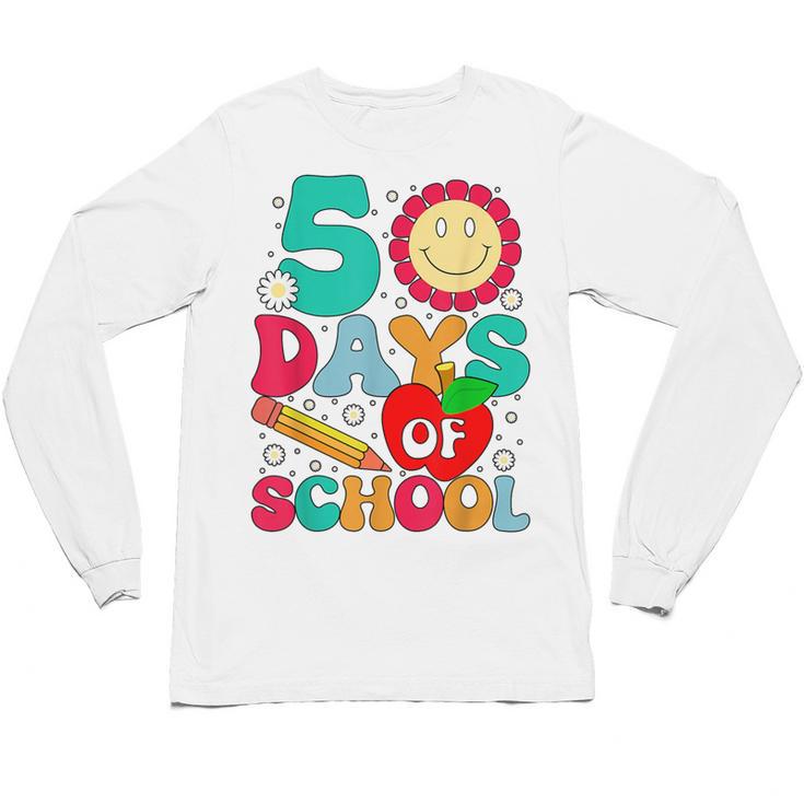 50 Days Of School Teacher Happy 50th Day Of School Kids Unisex Long Sleeve T-Shirt