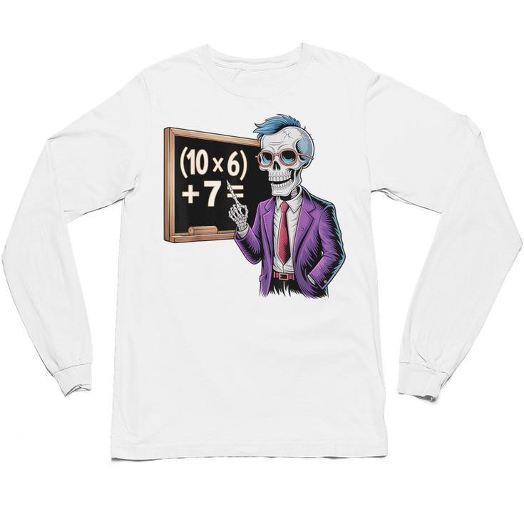 67 Math Teacher Meme Brainrot Six Seven Halloween Equation Unisex Long Sleeve T-Shirt