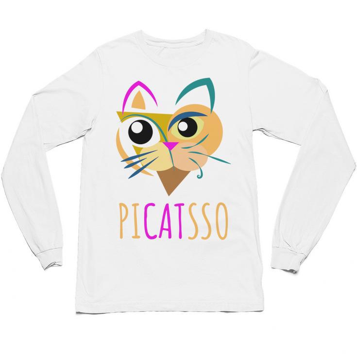 Abstract Cat Art Picatsso Shirt For Art Teachers Unisex Long Sleeve T-Shirt