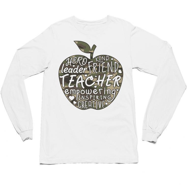 Apple Camoflauge Clothing Camo Student Teacher Cute School Unisex Long Sleeve T-Shirt