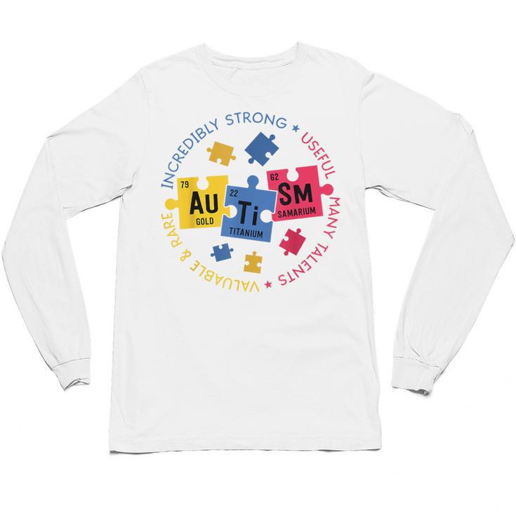 Autism Awareness Shirt Periodic Puzzle Science Teacher Men Women Kids Unisex Long Sleeve T-Shirt