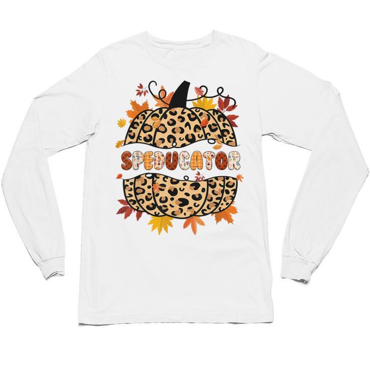 Autumn Fall SPED ED Teacher Thankful Grateful Pumpkin Retro Unisex Long Sleeve T-Shirt