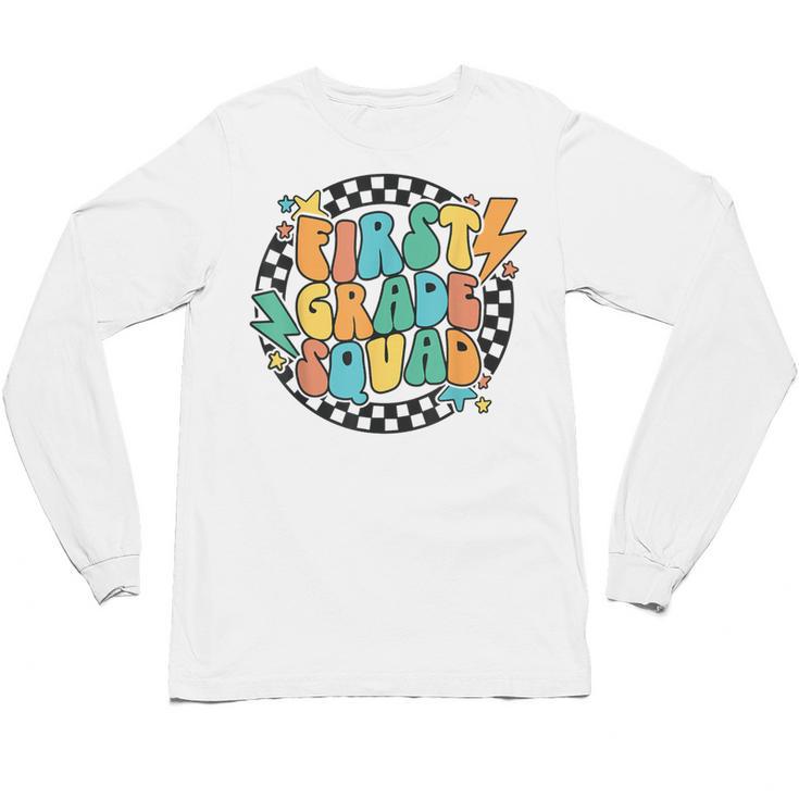 Back To School Groovy Teacher 1st First Grade Crew Squad Unisex Long Sleeve T-Shirt
