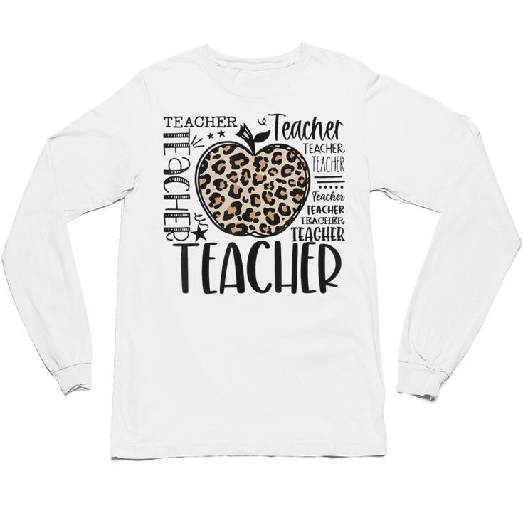 Back To School Teacher Life Apple Leopard Teacher Women Unisex Long Sleeve T-Shirt