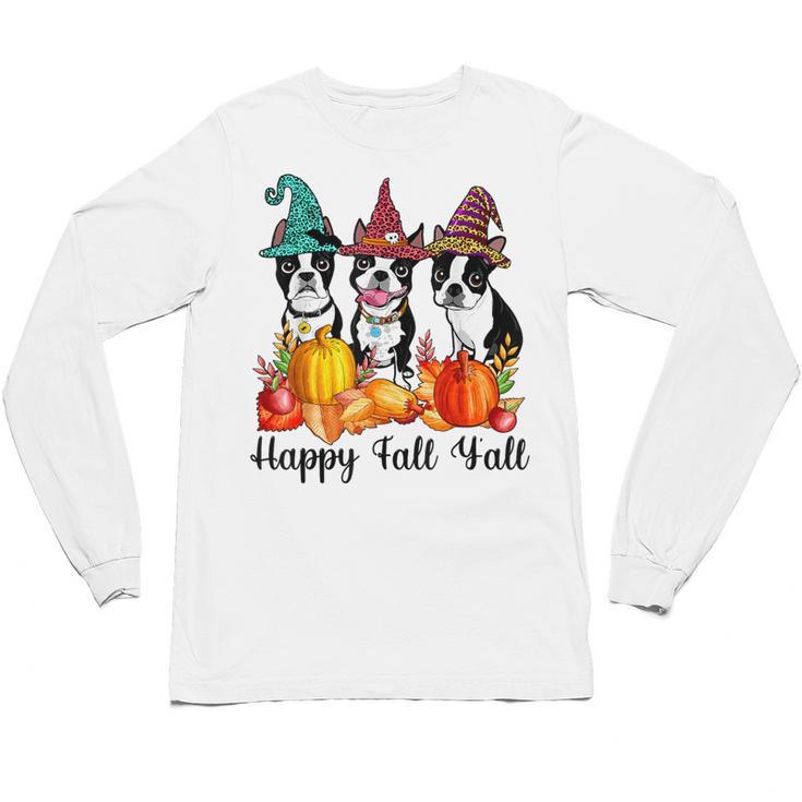Boston Terrier Dog Lover Fall Ya'Ll Halloween Costume Men Women Unisex Long Sleeve T-Shirt