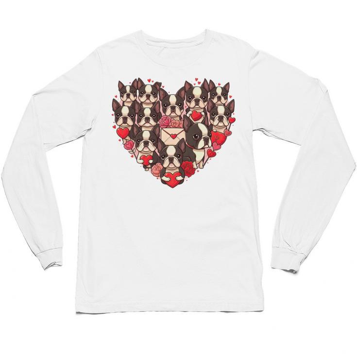 Boston Terrier Heart Valentine Boston Terrier Unisex Long Sleeve T-Shirt