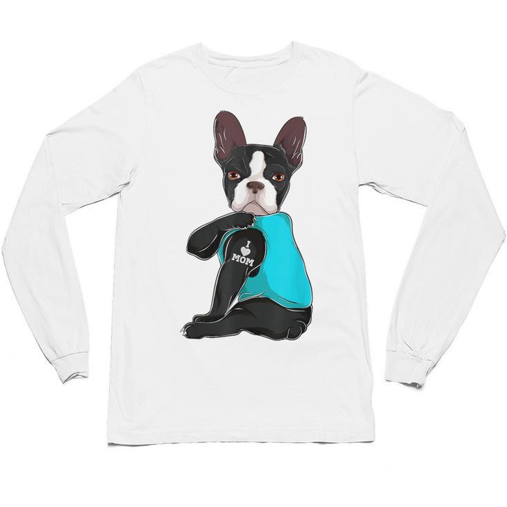 Boston Terrier I Love Mom Apparel Unisex Long Sleeve T-Shirt, trending gift